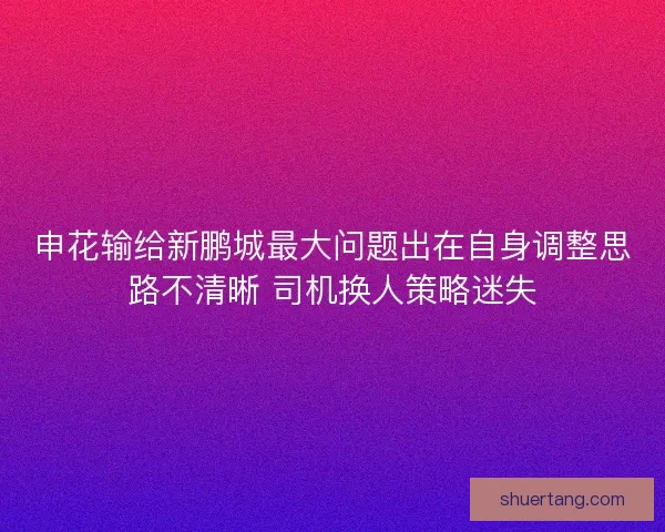 申花输给新鹏城最大问题出在自身调整思路不清晰 司机换人策略迷失 申花输给新鹏城最大问题出在自身调整思路不清晰 司机换人策略迷失
