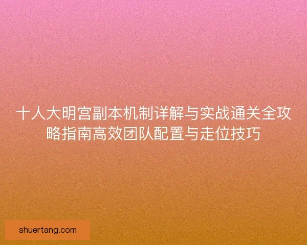 十人大明宫副本机制详解与实战通关全攻略指南高效团队配置与走位技巧
