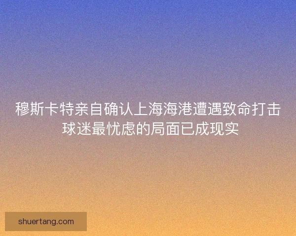 穆斯卡特亲自确认上海海港遭遇致命打击 球迷最忧虑的局面已成现实