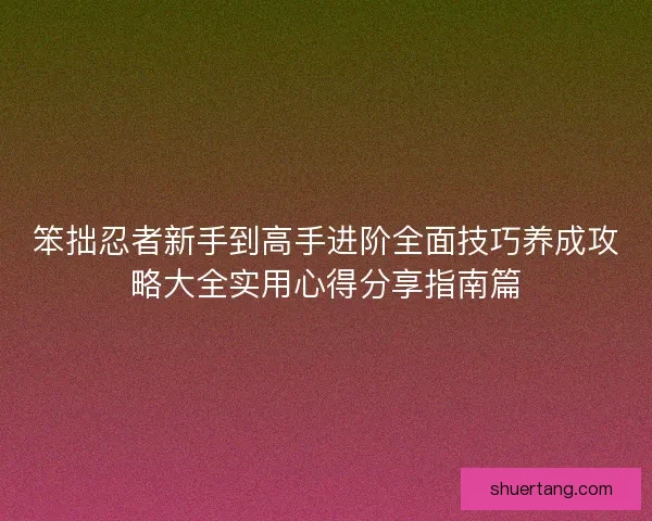 笨拙忍者新手到高手进阶全面技巧养成攻略大全实用心得分享指南篇 笨拙忍者新手到高手进阶全面技巧养成攻略大全实用心得分享指南篇