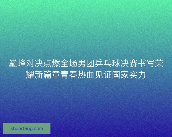 巅峰对决点燃全场男团乒乓球决赛书写荣耀新篇章青春热血见证国家实力