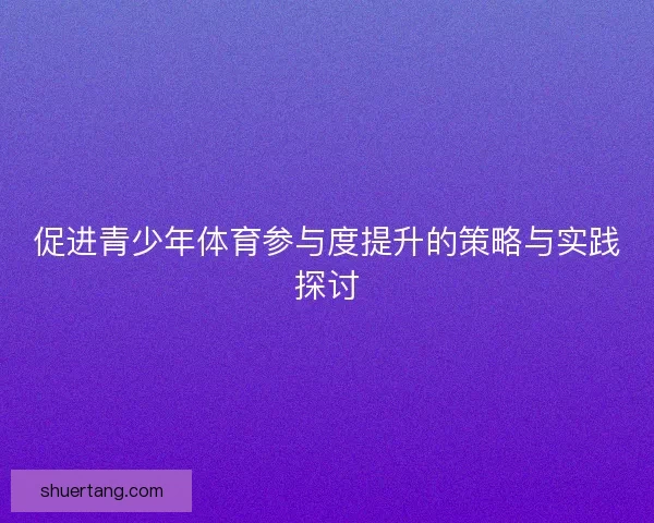 促进青少年体育参与度提升的策略与实践探讨